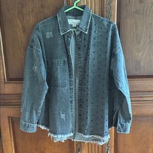 Vintage Havana Gray Denim Studded Jacket